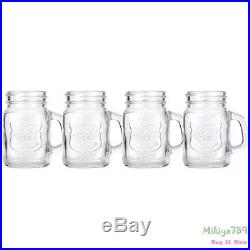 Set of 4 Mini Mason Jar Shot Glass With Handles Heavy Duty Vintage Shot Glasses