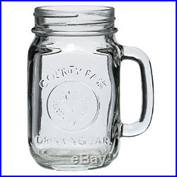 Set of 6 County Fair Glass Drinking Jar with Handle