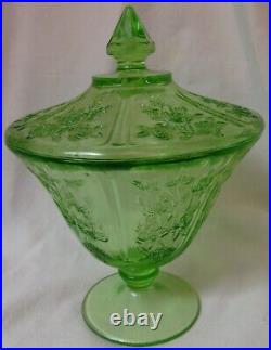 Sharon Green Candy Jar and Lid 8 Federal Glass Company
