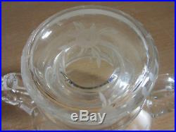 Signed Hawkes antique Crystal double handled covered Chili Sauce Container Jar
