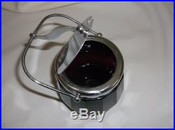 Signed Moser Faceted Karlsbad Amethyst Condiment Jar with Stainless Handled Lid