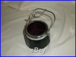 Signed Moser Faceted Karlsbad Amethyst Condiment Jar with Stainless Handled Lid