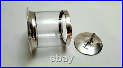 Silver mounted glass tobacco jar with pipe lid handle, Chester hallmark for 1901