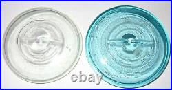 Six Rare Size Big Vintage Old Blue Glass Bail Handle Canning Jar LID 3 3/8 X 3