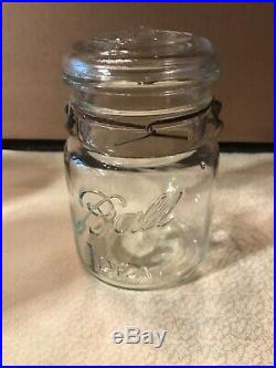 Six Vintage Pint Glass Jars With Handles And Lids