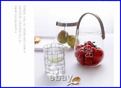 Storage Bottle Candy Jars Leather Handle Glass Vase Container Scandinavian 501ml