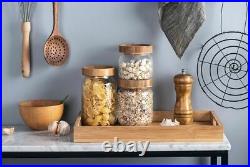 Storage Bottle Wooden Cover Container Glass Sealed Jars Tea Snack Grain 501ml