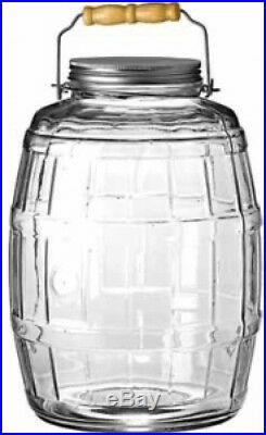 Storage Jars 2.5 Gal Glass Barrel Vintage Large Canister With Lid And Handle