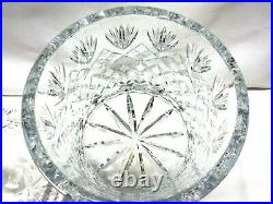Stunning Vintage ABP Cut Crystal Lidded Biscuit Cookie Jar Diamonds & Fans