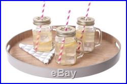 TRENDY MASON JAR -Wedding Party Glass With Lid Handle & Straw 14cm FREE DELIVERY