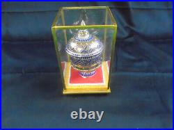 Thai Porcelain Benjarong 5 Color Jar with Lid Under Protective Glass Case