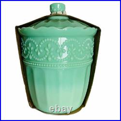 The Pioneer Woman Timeless Beauty Green Jade 9.8 Glass Cookie Jar Vintage Look
