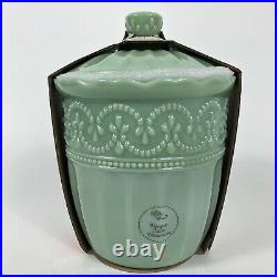 The Pioneer Woman Timeless Beauty Green Jade 9.8 Glass Cookie Jar Vintage Look