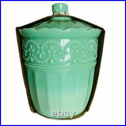 The Pioneer Woman Timeless Beauty Green Jade 9.8 Glass Cookie Jar Vintage Style