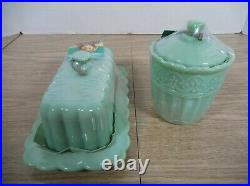 The Pioneer Woman Timeless Beauty Green Jade Cookie Jar Sugar Bowl Etc Lot of 5
