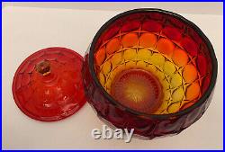 Tiara CONSTELLATION Indiana Amberina Glass Biscuit/Cookie Jar Red Orange GLOWS