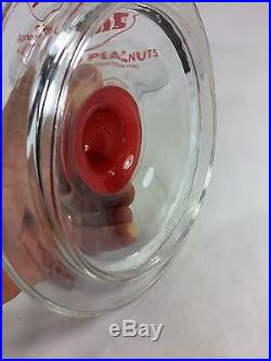 Tom' Delicious Toasted Peanuts Glass Display Jar & Lid withRed Tom's Handle, VTG
