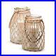 Two’s Set Of 2 Milk Jar Vase / Candleholders With Natural Rope Weave And Handle