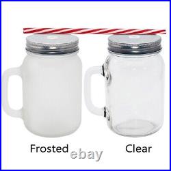 USA 48pcs 12oz Sublimation Mason Jar Cup with Handle Clear Glass Iced Coffee Cup