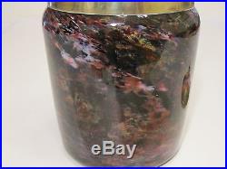 Unique Old Antique Purple Spatter Art Glass Handled Biscuit Cracker Jar