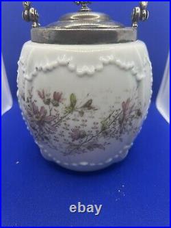 Unsigned Wavecrest Biscuit Jar Base/Vase- W Lid And Handle 6.5x4.5 Wide