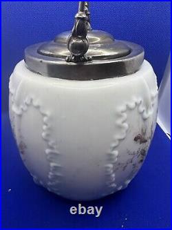 Unsigned Wavecrest Biscuit Jar Base/Vase- W Lid And Handle 6.5x4.5 Wide