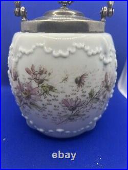 Unsigned Wavecrest Biscuit Jar Base/Vase- W Lid And Handle 6.5x4.5 Wide