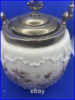 Unsigned Wavecrest Biscuit Jar Base/Vase- W Lid And Handle 6.5x4.5 Wide