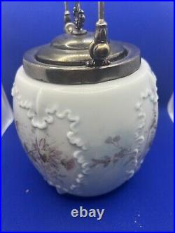 Unsigned Wavecrest Biscuit Jar Base/Vase- W Lid And Handle 6.5x4.5 Wide