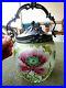 VAL ST. LAMBERT HAND PAINTED ANTIQUE DECORATED BISCUIT JAR withFANCY PEWTER HANDLE