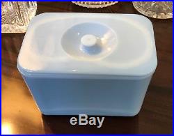 VHTF McKee Delphite Poudre Blue 4 X 6 Knob Handled Refrigerator Dish Box Jar