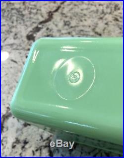 VHTF McKee Jadeite Jadite Green 4 X 6 Knob Handled Refrigerator Dish Box Jar