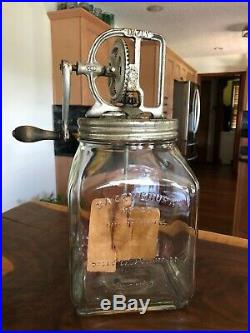 VINTAGE 1922 DAZEY CHURN No. 40 ST LOUIS MO GLASS JAR WOODEN PADDLES HANDLE USA