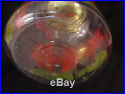VINTAGE 1 Gallon Christmas Poinsettia Glass Jar Bale Red Wood Handle Lid Rare