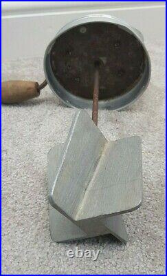 VINTAGE BUTTER CHURN Glass Jar Wooden Handle Metal Paddle Screw Lid