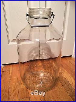 VINTAGE HUGE 18 Large 5 GALLON STORE GLASS PICKLE JAR WithWIRE HANDLE