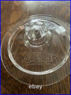 VINTAGE LANCE GLASS LID Embossed Glass CRACKER JAR LID ONLY Octagon Handle