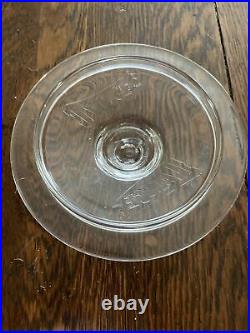 VINTAGE LANCE GLASS LID Embossed Glass CRACKER JAR LID ONLY Octagon Handle