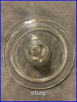 VINTAGE LANCE GLASS LID Embossed Glass CRACKER JAR LID ONLY Octagon Handle NICE