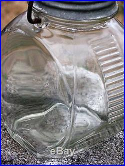 Vintage Pail Wire Handle Counter Top Pantry Clear Glass Jar
