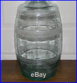 Vtg Aqua Blue Large 5 Gallon Glass Barrel Pickle Jar Owens Illinois Bail Handle