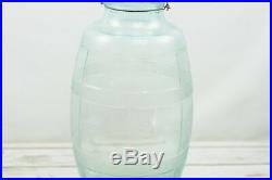 VTG Aqua Blue 1932 5 Gallon Glass Barrel Pickle Jar OWENS ILLINOIS Bail Handle