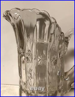 VTG Very Heavy Floral Pressed Victorian Style Crystal Glass Jar, Pitcher