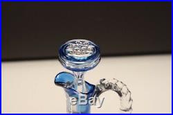Val Saint Lambert Blue white cut crystal decanter, jar with handle taillé riche