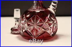 Val Saint Lambert Purple white cut crystal decanter, jar with handle taillé rich