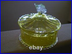 Venetian Vintage Glass Covered Jar Applied Fruit Top