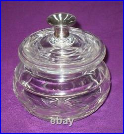 Victorian Antique 1868 Sterling Silver Handle Hand Cut Glass Bon Bon Jar