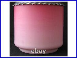 Victorian English art glass floral enameled pink to white cased biscuit jar