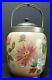 Victorian Hand-painted Enamel Glass Biscuit JAR Handled Floral 6 T x 5 W
