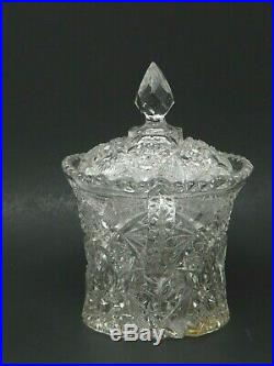 Victorian Rare 1908 EAPG Glass Wheat Sheaf Double Handle Biscuit Cracker Jar Lid